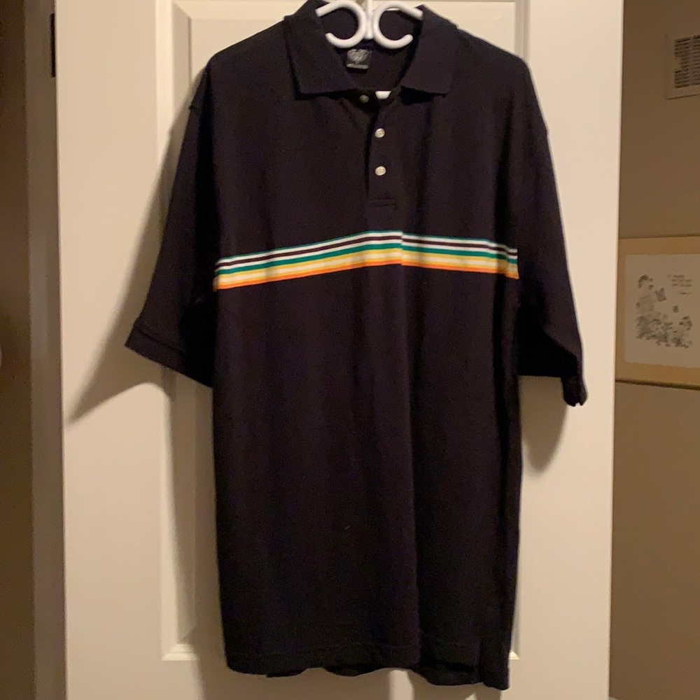 Colourful Stripes Black Polo